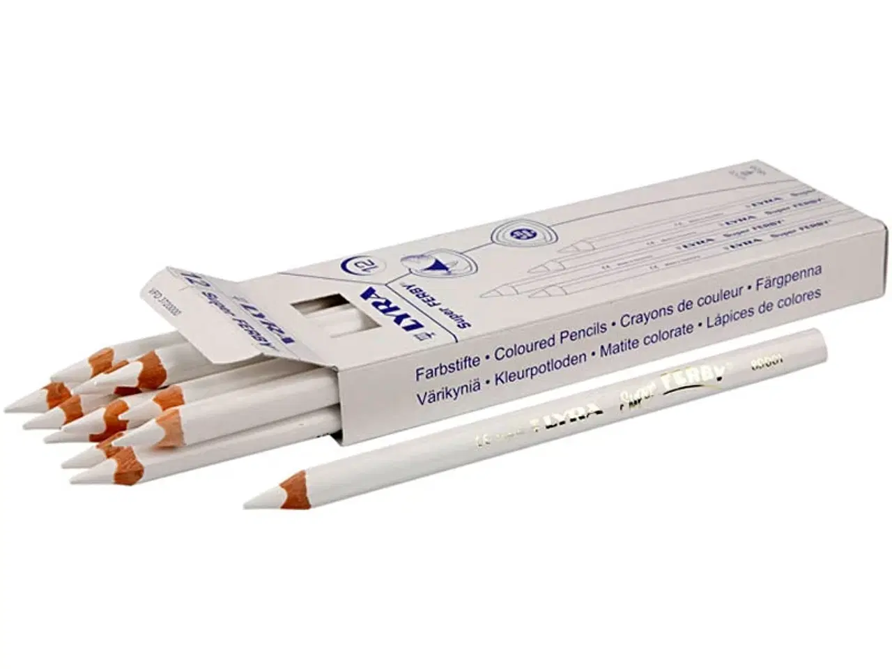 Billede 1 - Super Ferby 1 farveblyanter, L: 18 cm, mine 6,25 mm, hvid, 12stk./ 1 pk.