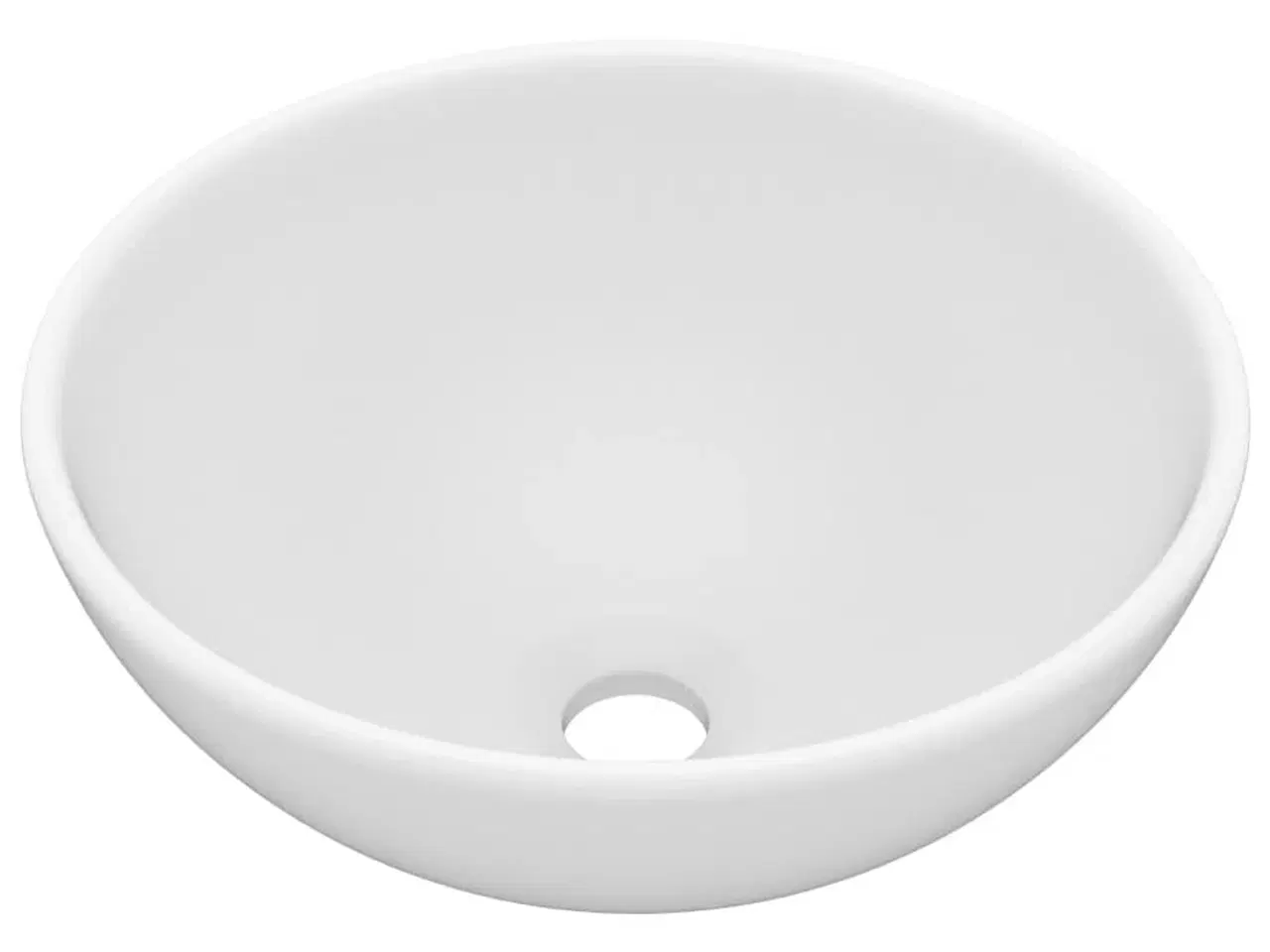 Billede 2 - Luksuriøs badeværelsesvask 32,5x14 cm rund keramisk mat hvid