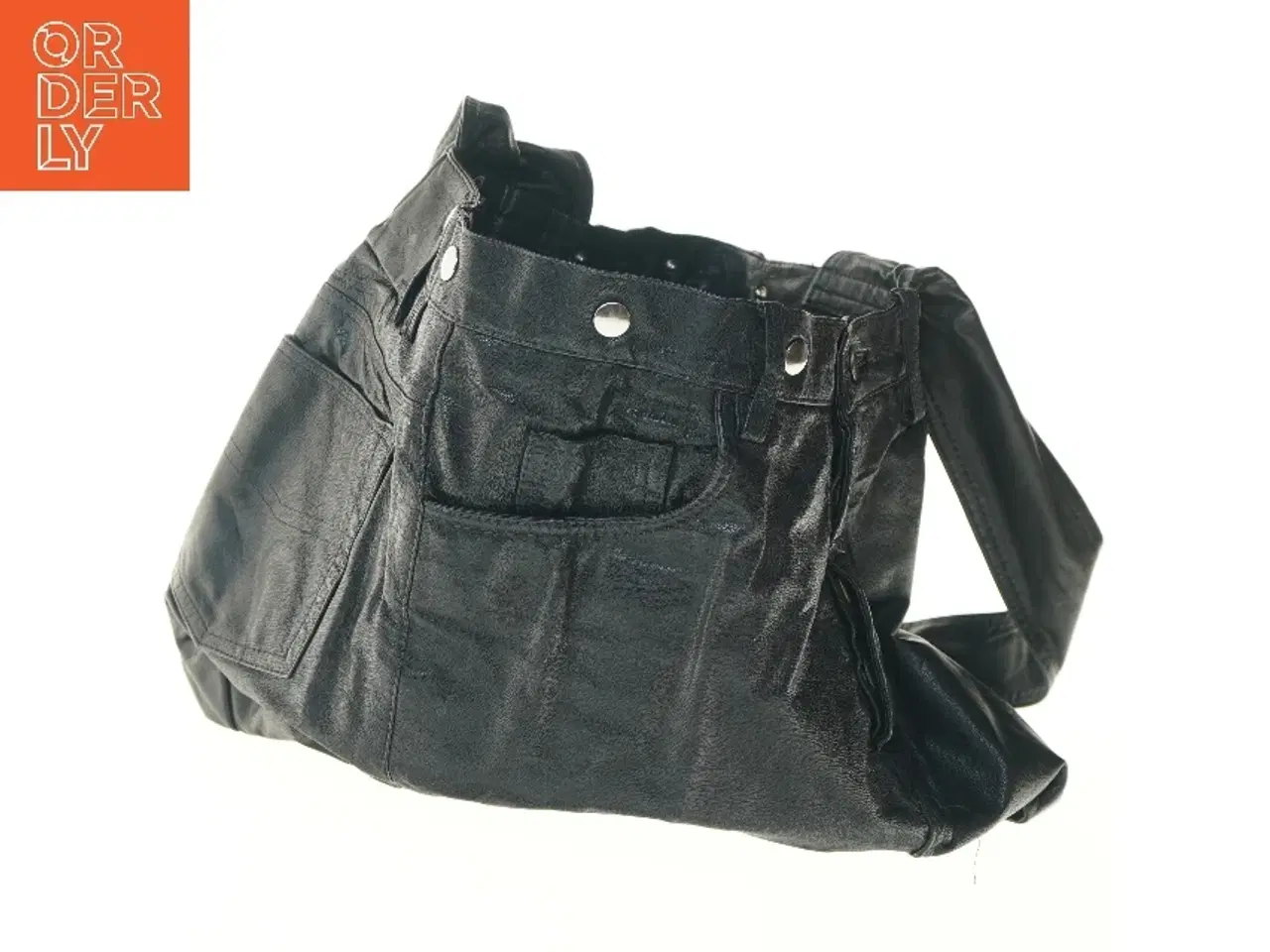 Billede 4 - Sort skuldertaske i kunstlæder (str. 37x49 cm)