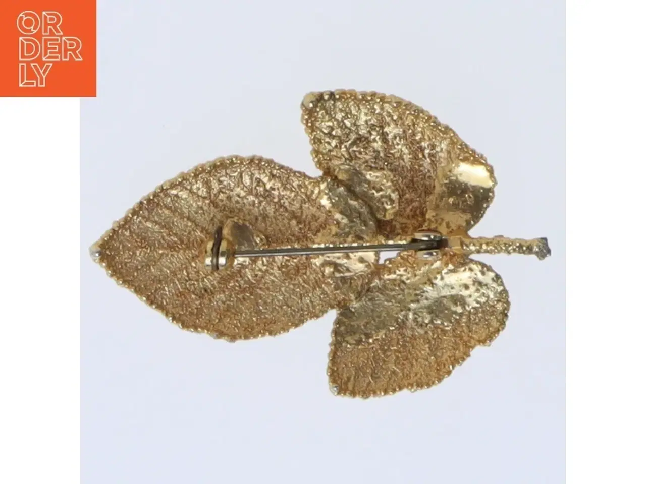 Billede 3 - Guld bladminiatyr broche (str. 6 cm)