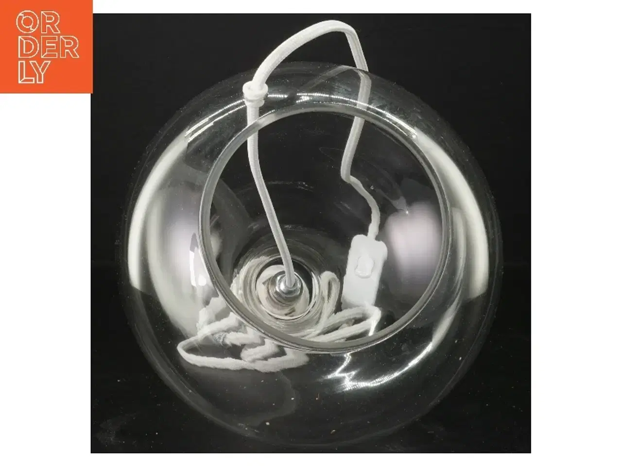 Billede 2 - Elegant glaslampe med stofledning (str. Ø 20 cm)