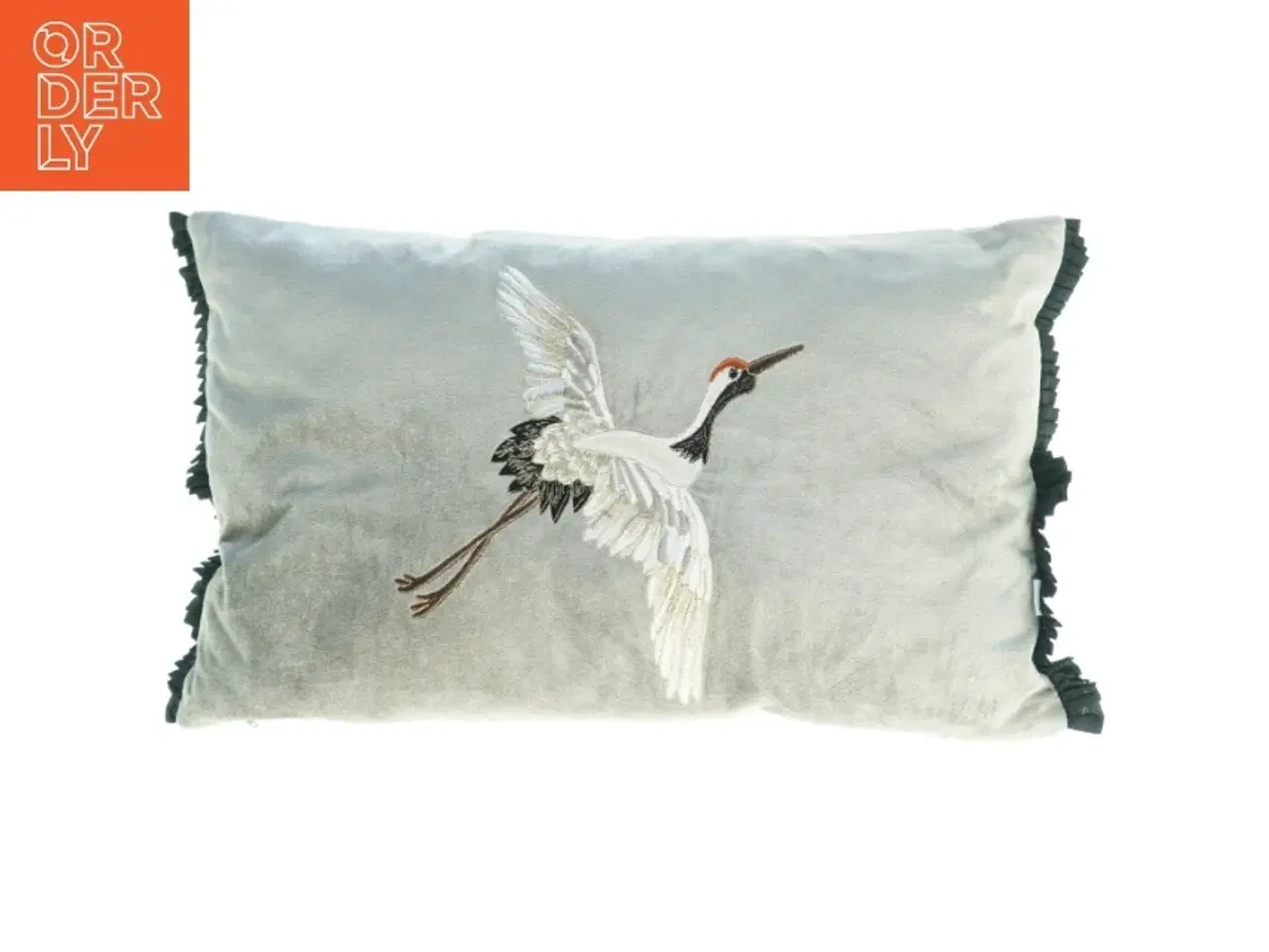 Billede 1 - Dekorativ pude med tranebroderi (str. 50 x 28 cm)