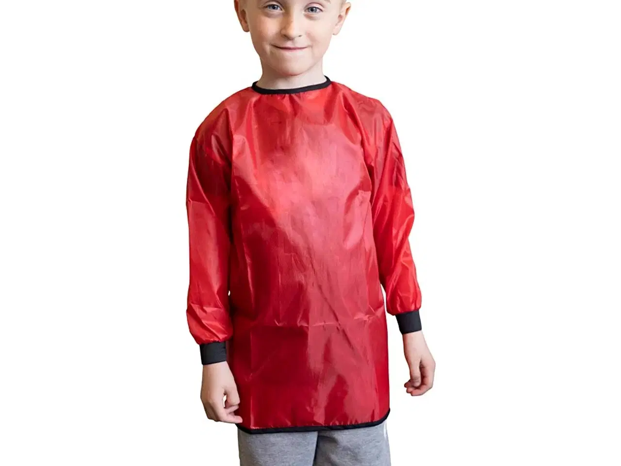 Billede 1 - Malerkittel, L: 55 cm, str. 2-4 år, rød, 10stk./ 1 pk.