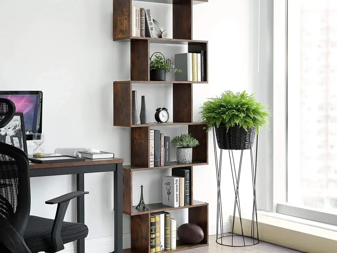 Billede 2 - Bogreol 6 hylder – SONGMICS VASAGLE, fritstående kubereol, rumdeler, rustik brun