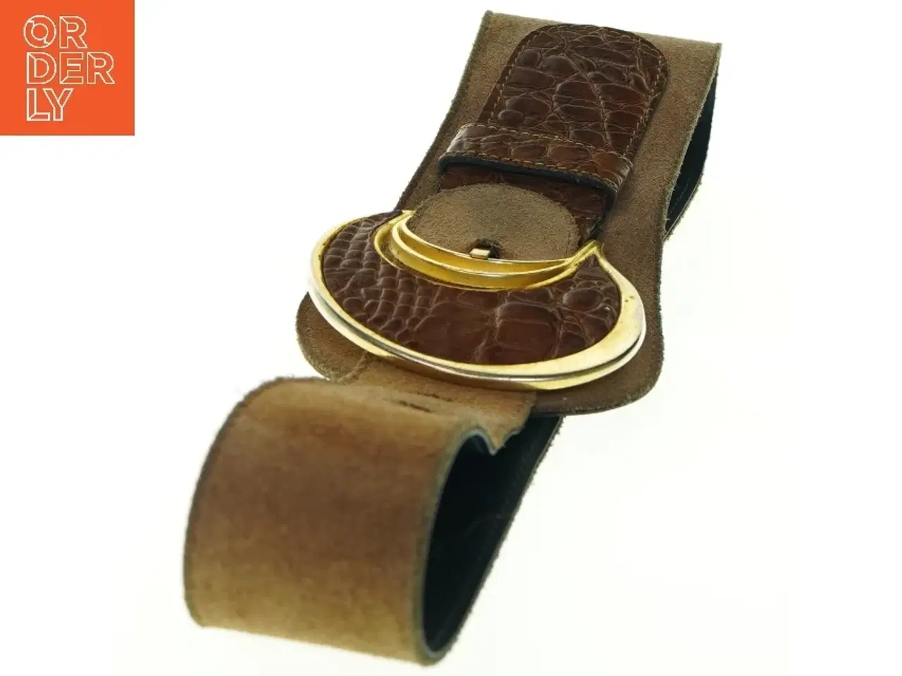 Billede 4 - Læderbælte med guldspænde (str. Længde, 75 cm. b. 5 - 10 cm)