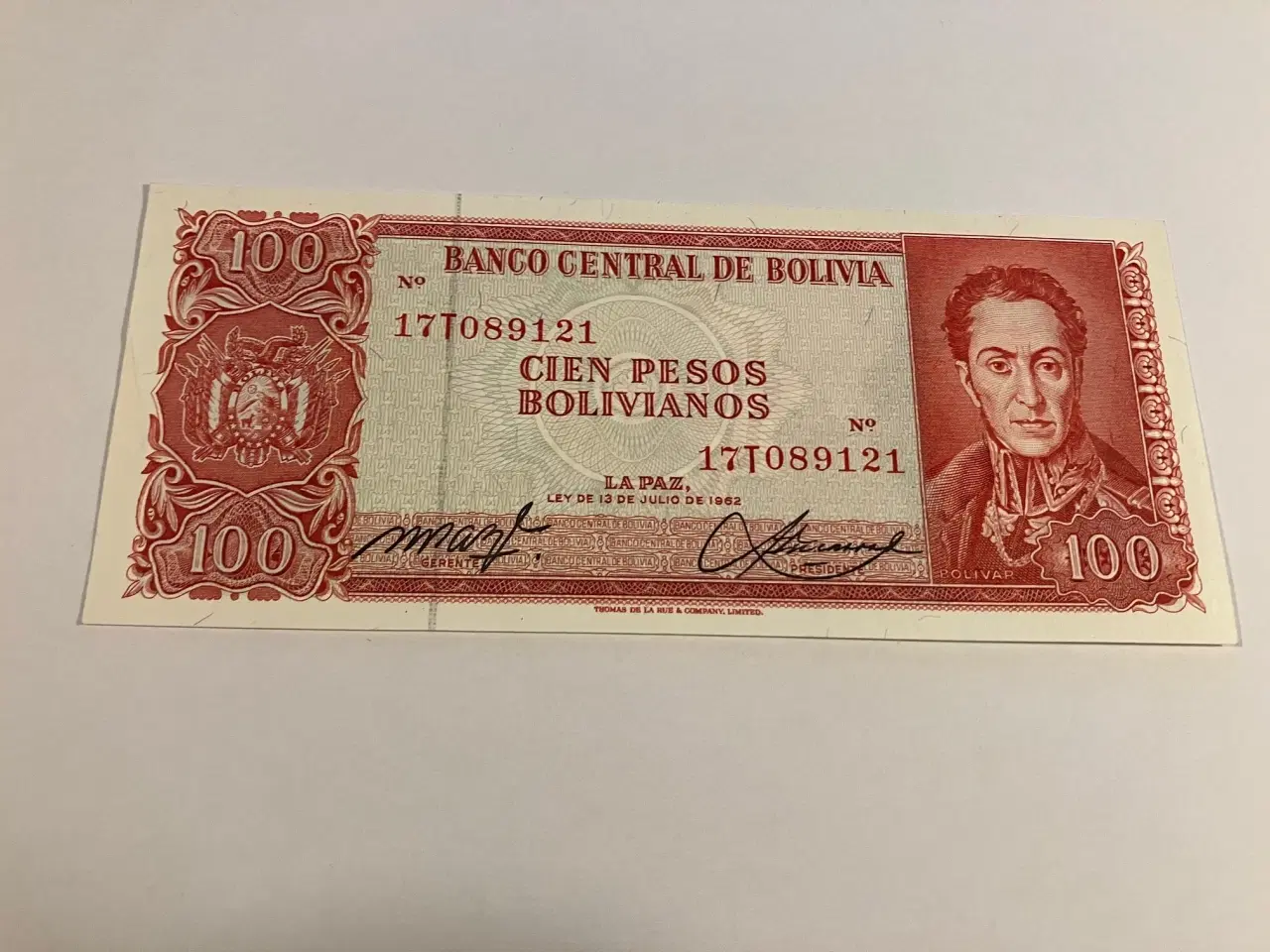 Billede 1 - 100 Pesos Bolivia 1962