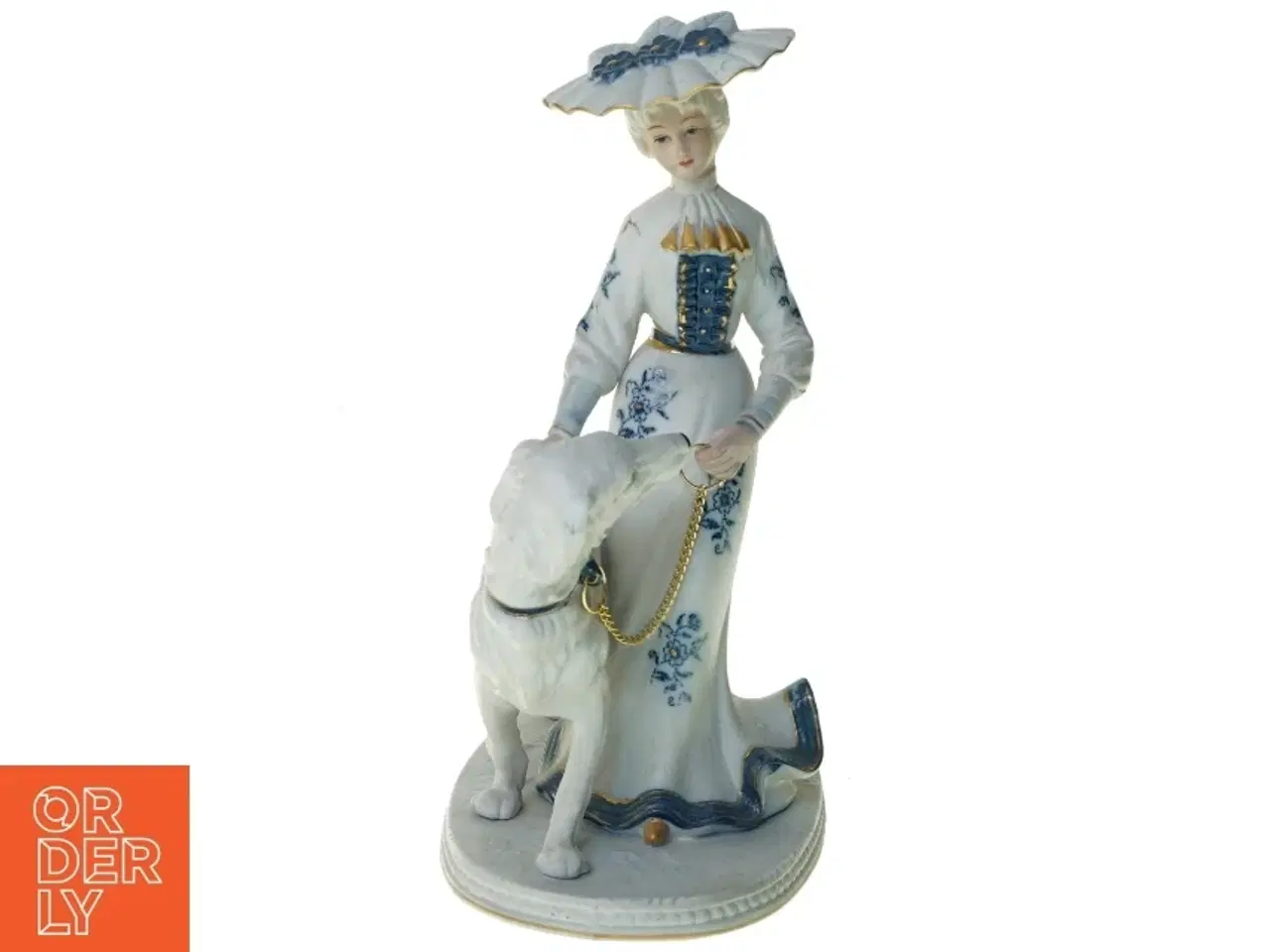 Billede 5 - Kvinde med hund figur fra Royal Meridian (str. 24 x 16 x 11 cm)