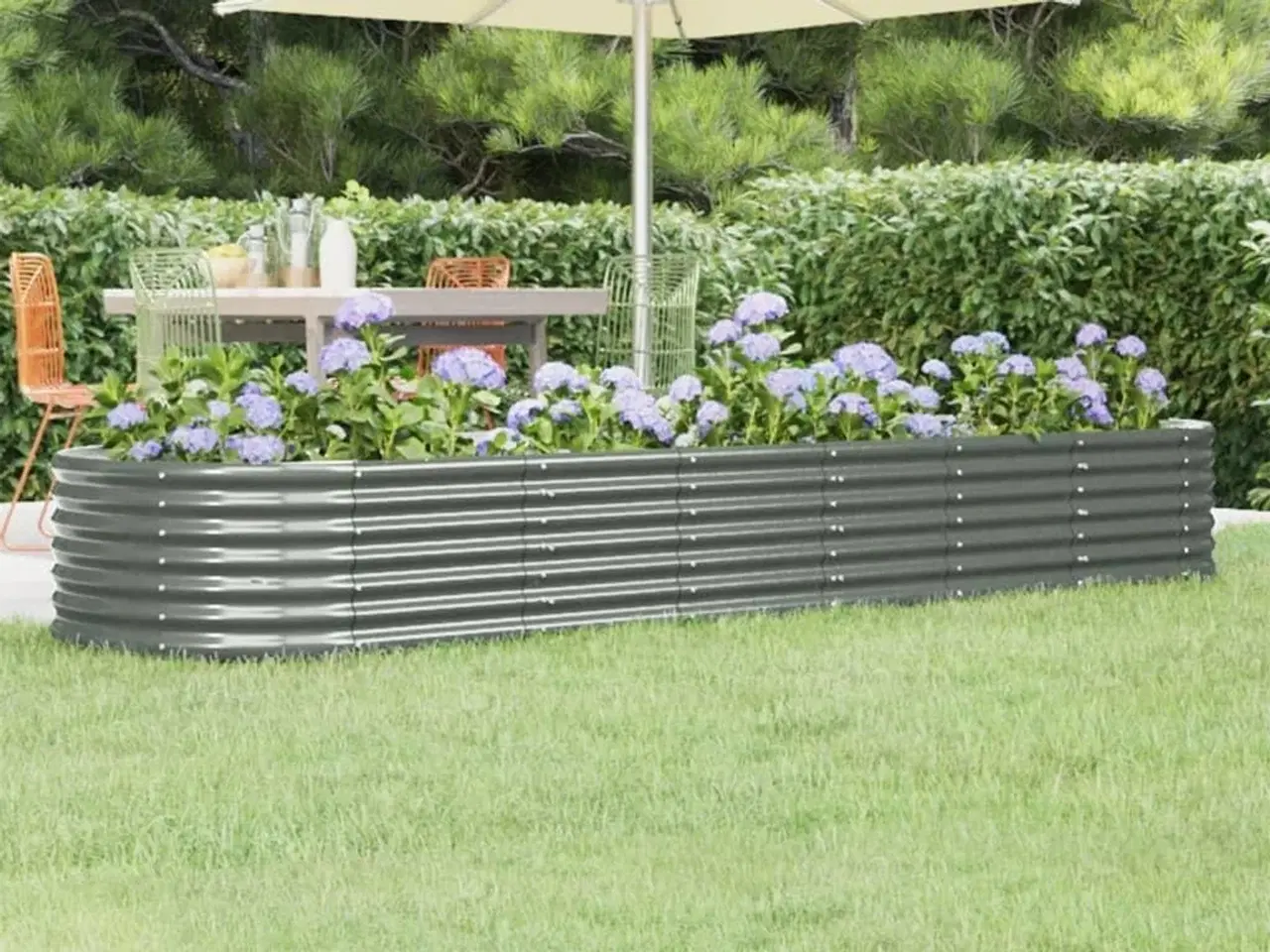 Billede 1 - Plantekasse 296x80x36 cm galvaniseret stål grå