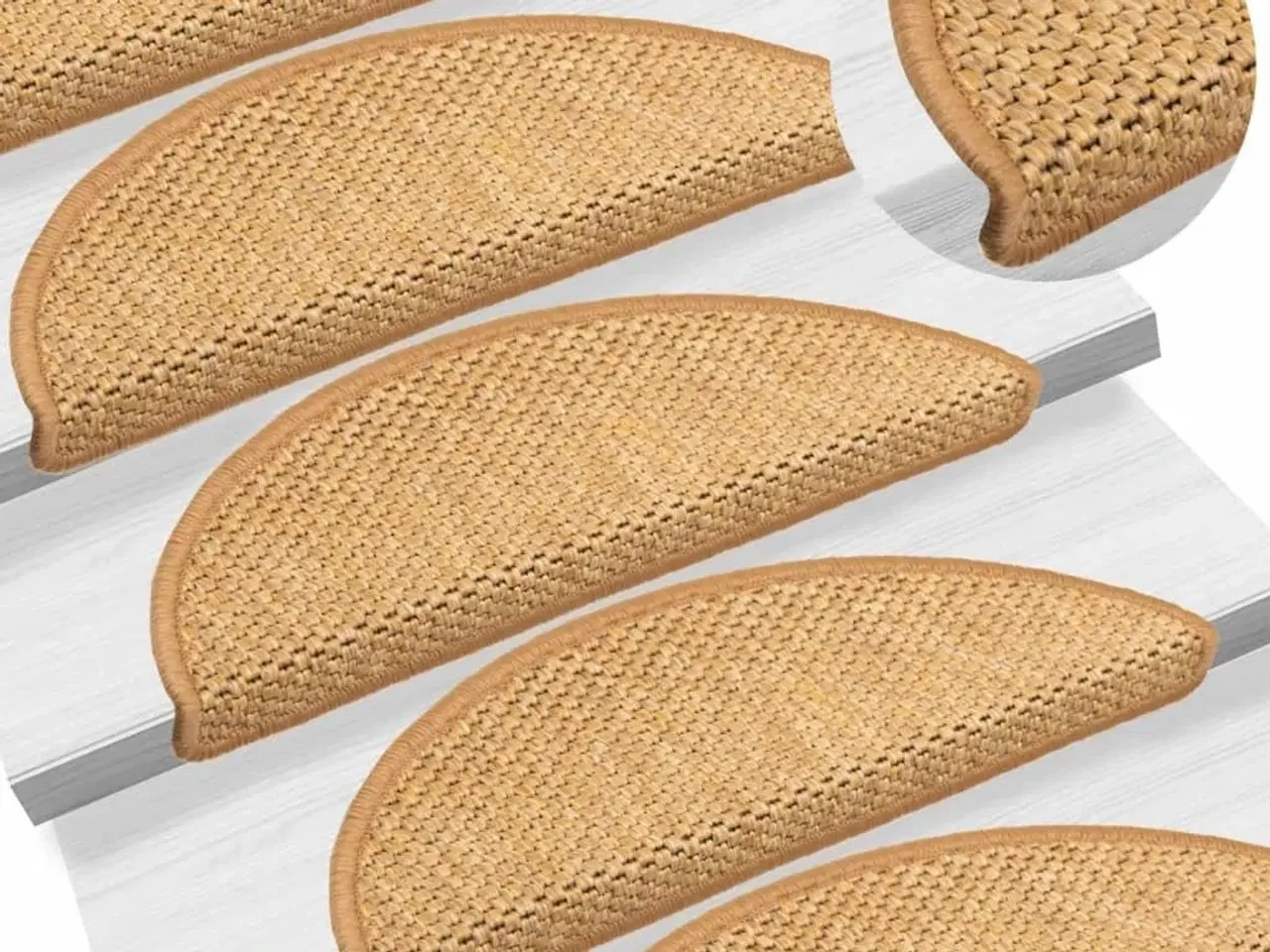 Billede 1 - Selvklæbende trappemåtter 15 stk. 56x17x3 cm sisalfarve