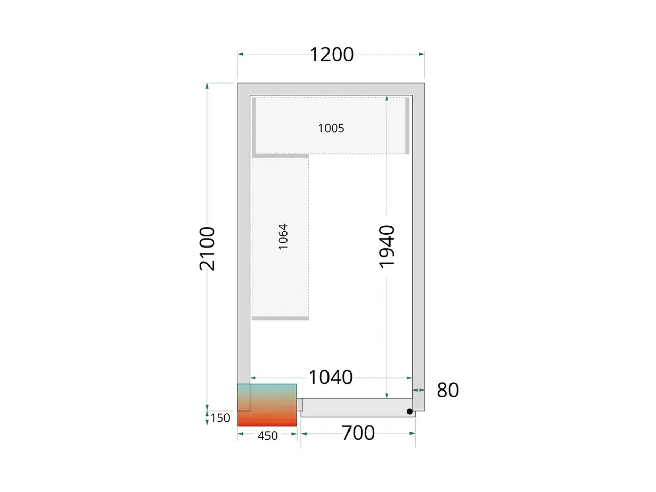 Billede 2 -  Tefcold Kølerum – 1200 x 2100 x 2200 mm – CRPF122