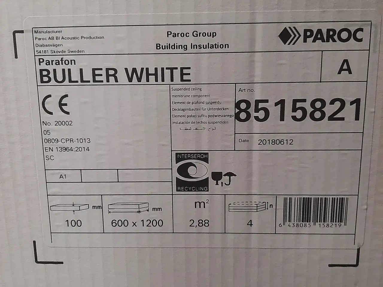 Billede 4 - Paroc parafon buller white loftplader, 1200x600x100 mm, hvid