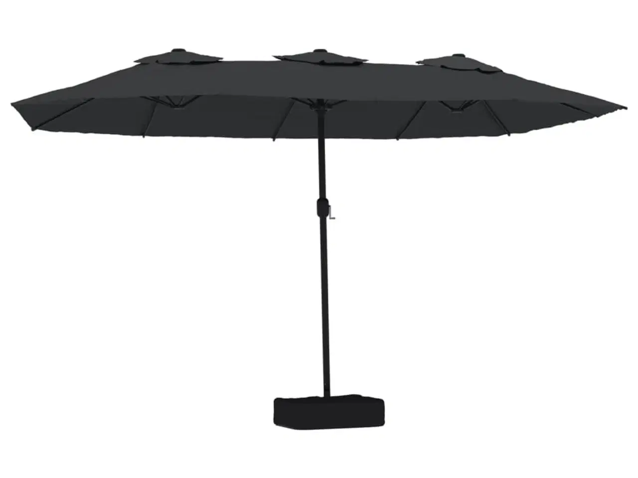 Billede 2 - Parasol med dobbelt parasoldug og LED-lys 449x245 cm sort