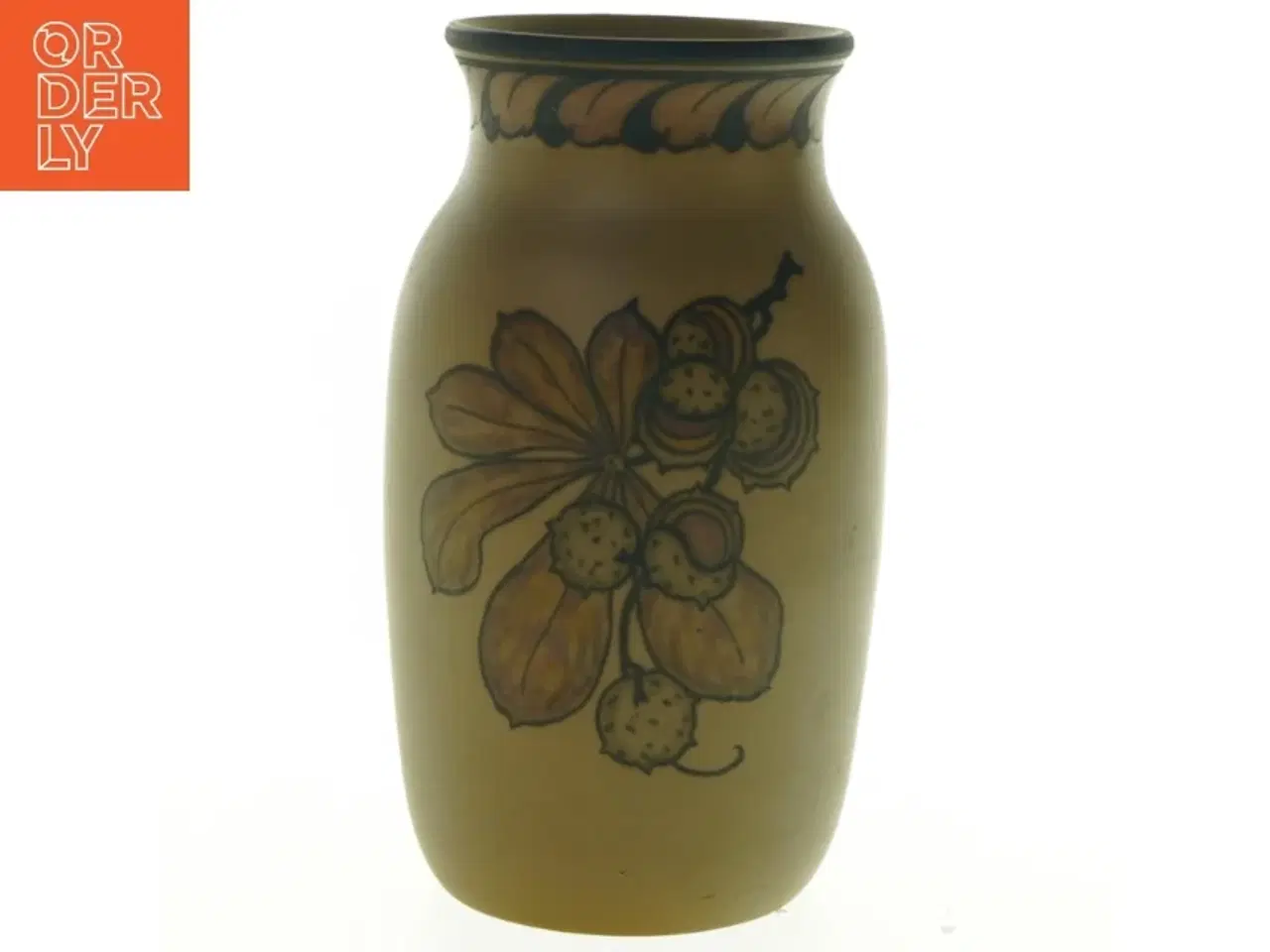 Billede 1 - Bornholmsk keramikvase med blomsterdekoration (str. H. 20 cm)