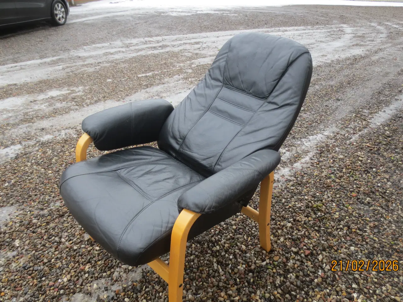 Billede 5 - 1 stk Farstrup Otium lænestol med sort læder 