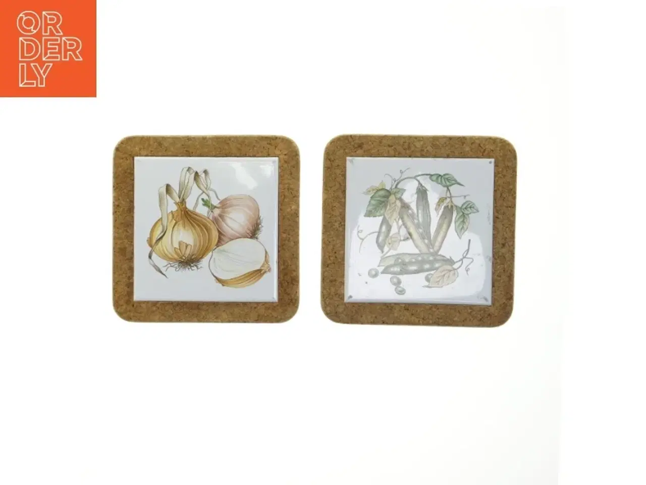 Billede 1 - 2 Bordskånere med klinker og kork (str. 19,5x19,5 cm)