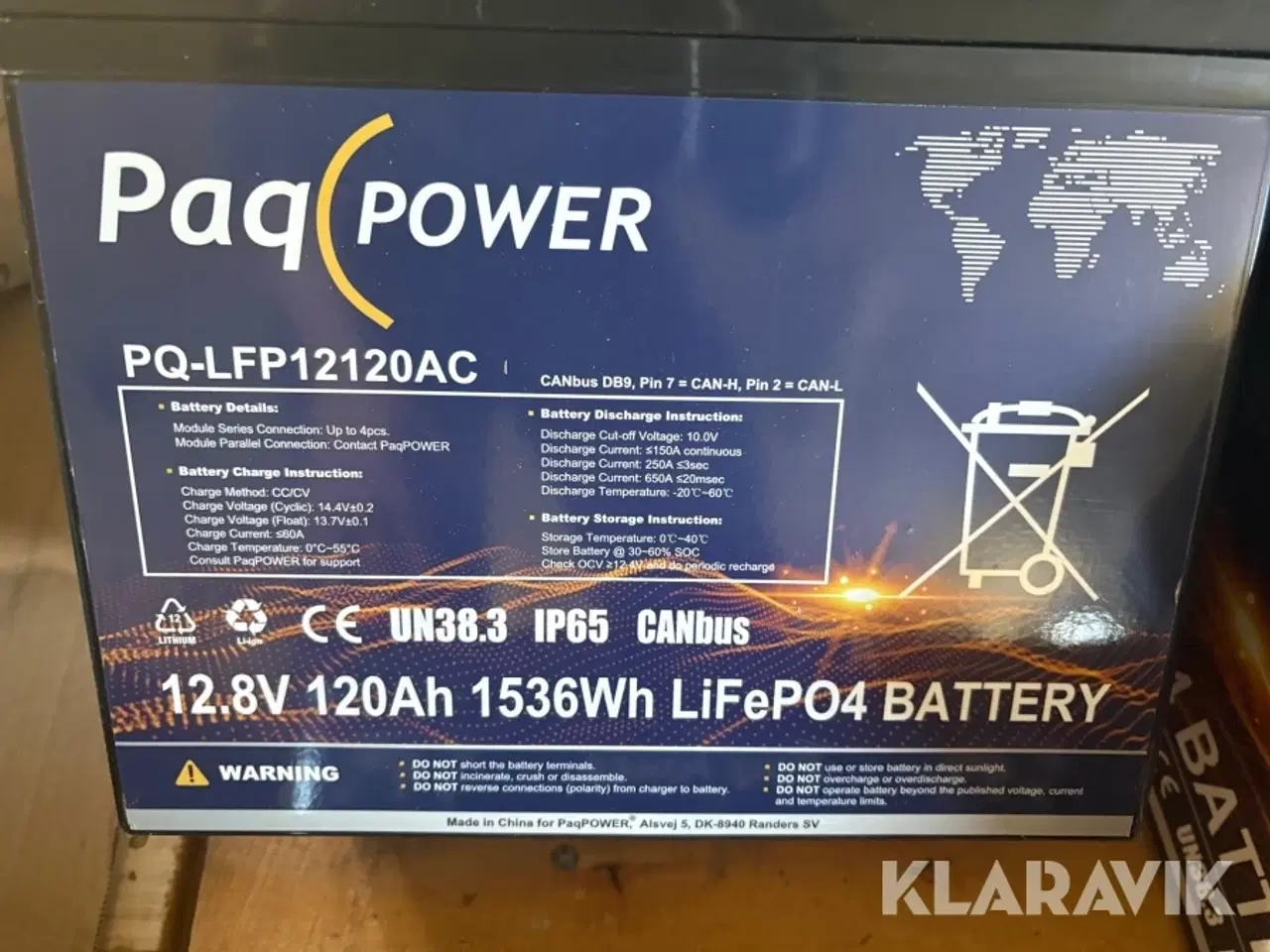 Billede 2 - Batteri Paq Power 12,8V 120 Ah 1536Wh LiFePO4 4 styk