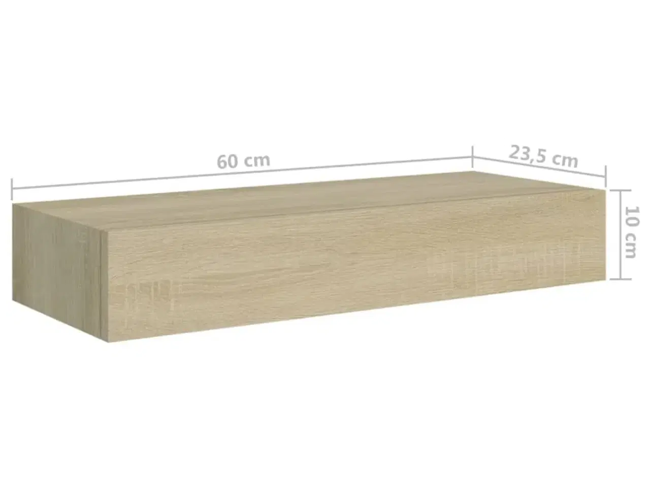 Billede 9 - Væghylde med skuffe 60x23,5x10 cm MDF egetræsfarvet