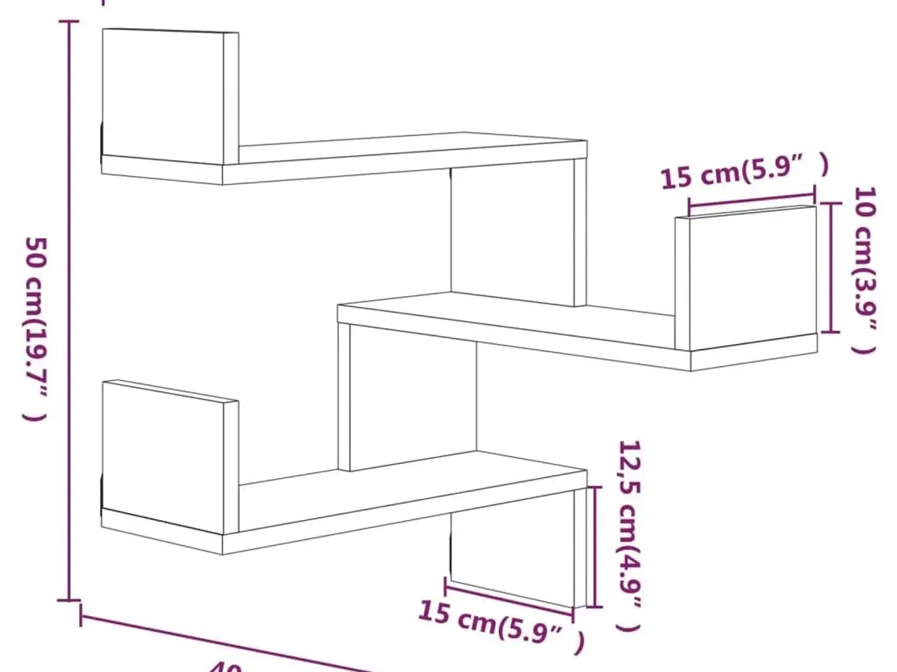 Billede 8 - Væghængt hjørnehylde 40x40x50 cm konstrueret træ brunt egetræ