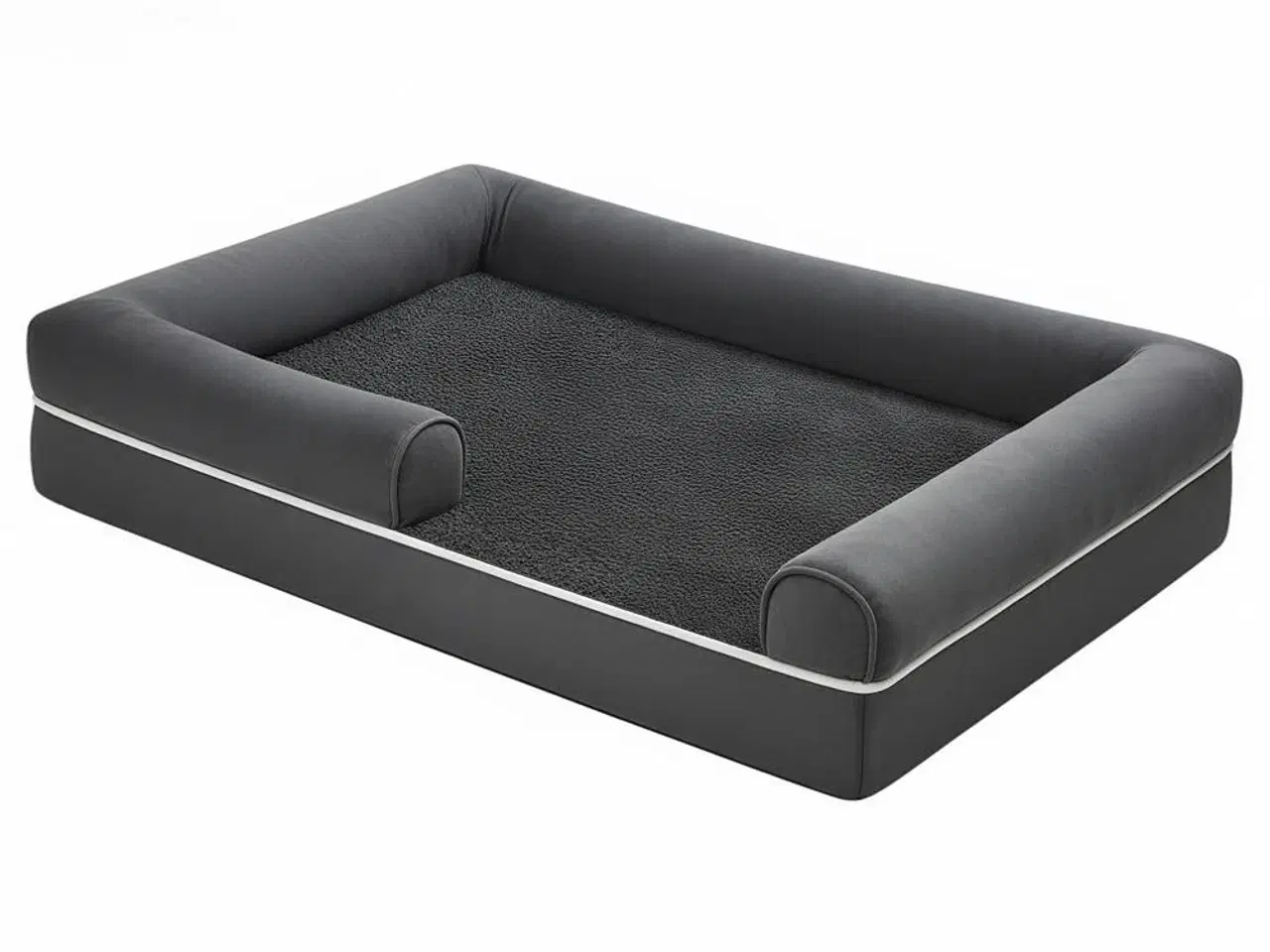 Billede 1 - FEANDREA hundeseng – ortopædisk, stor, vandafvisende hundesofa med aftageligt vaskbart betræk, skridsikker bund, hævede kanter, 106,5 × 71,5 × 18,5 cm, mørkegrå