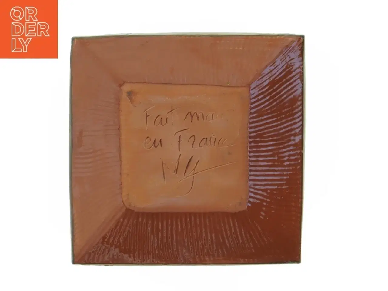 Billede 2 - Håndlavet fransk keramiktallerken (str. 22x22 cm)
