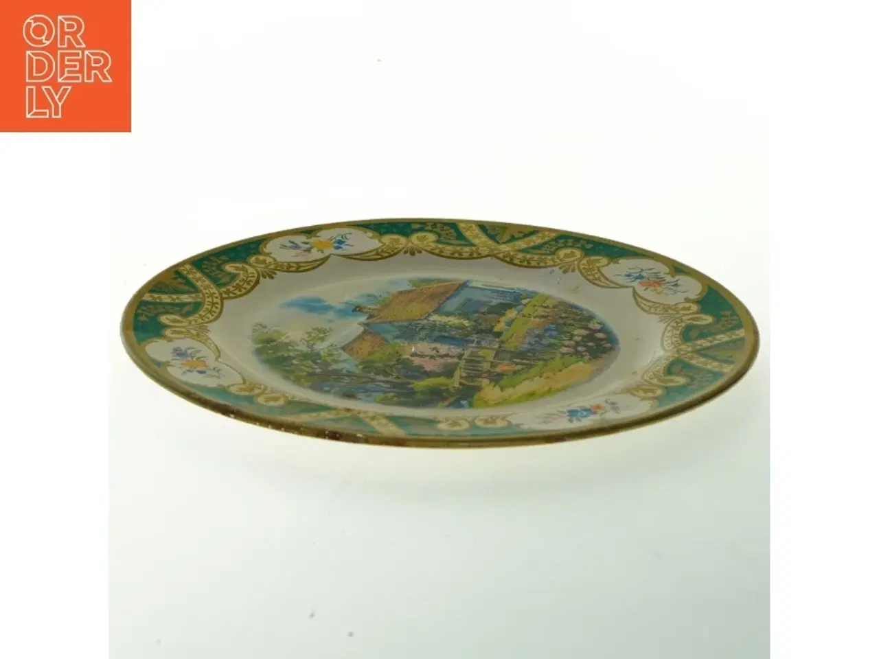 Billede 2 - Dekorativ engelsk 1950&#39;er tallerken med landskabsmotiv (str. Ø 25,5 cm)