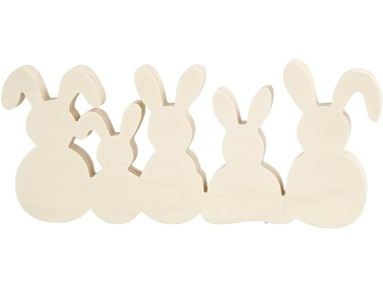 Billede 1 - Elegant Sæt af Lyst Træ Harer - 5 Stk. Dekoration