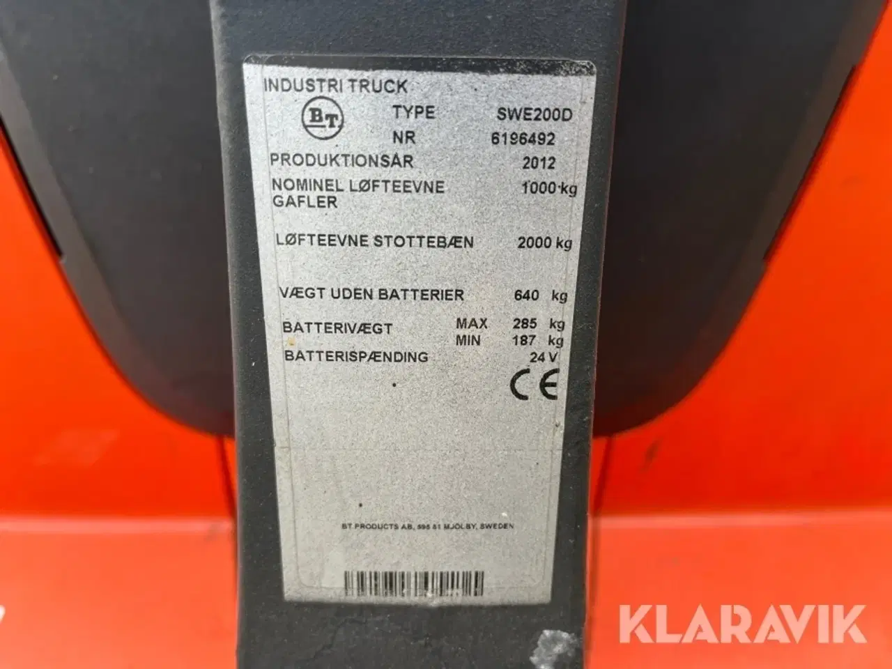 Billede 6 - El-stabler BT SWE200D 2000/1000kgdobbeltstacker