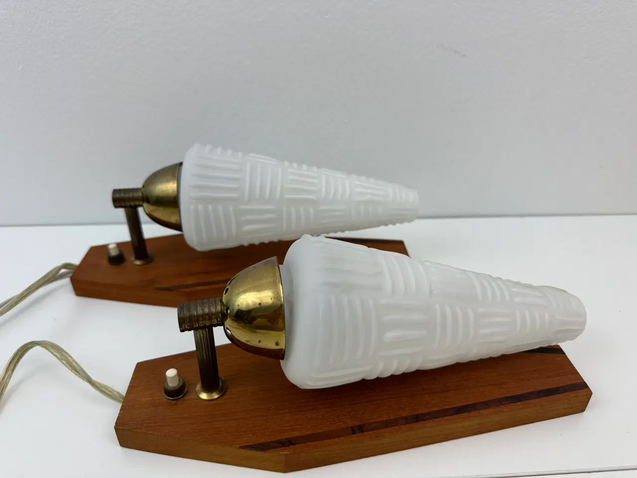 Billede 3 - Teak retro lampe m. opalglas