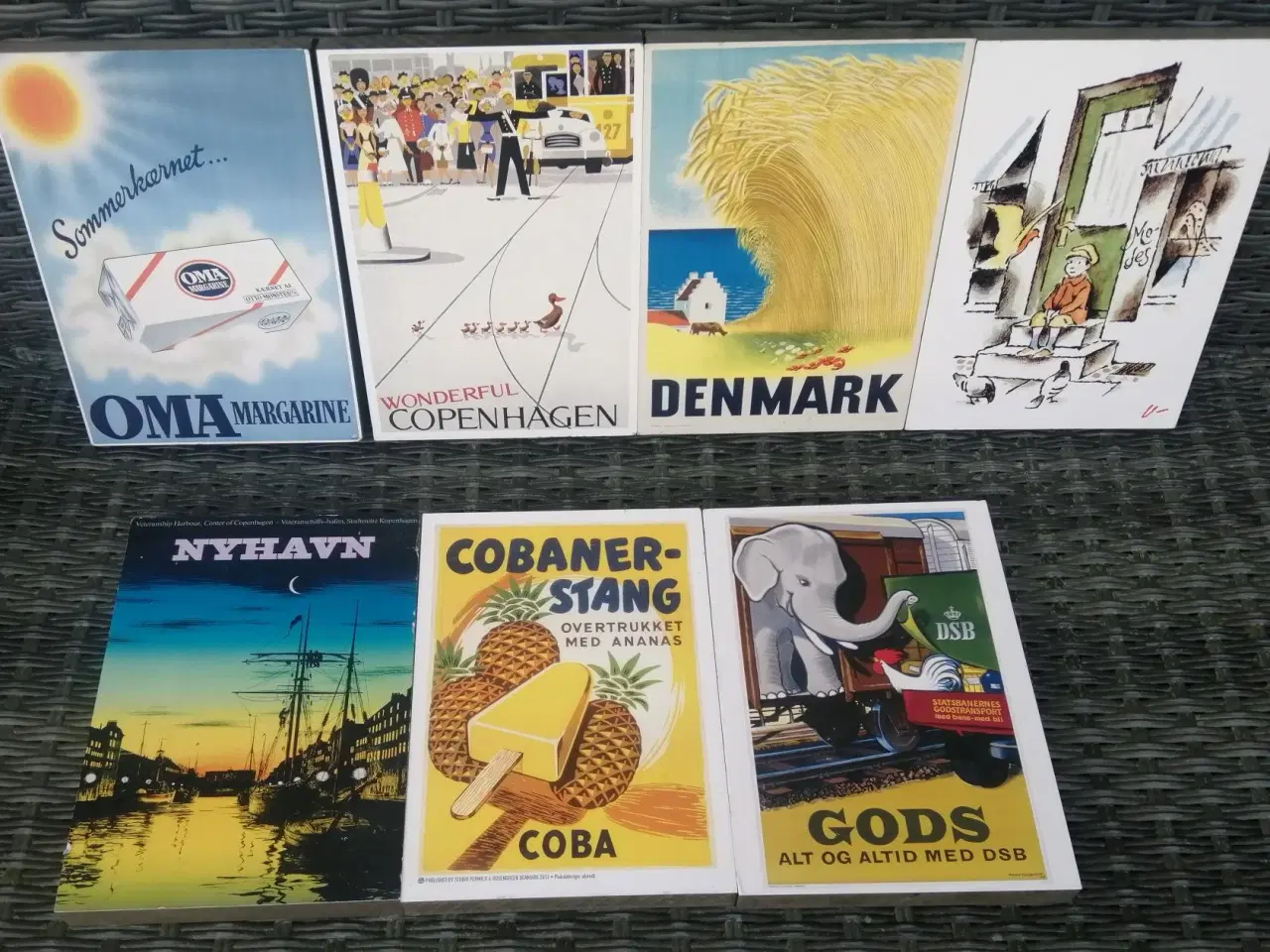 Billede 1 - 7 FLOTTE RETRO "DANMARK" TRÆSKILTE, 15X21 CM