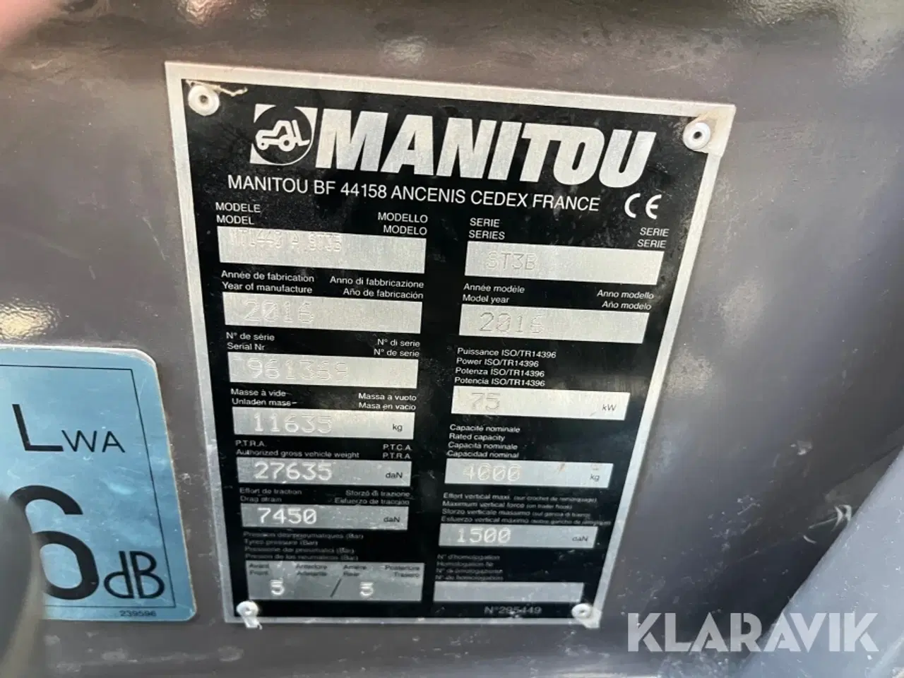 Billede 9 - Teleskoplæsser Manitou MT1440A ST3B med kurv pallegafler
