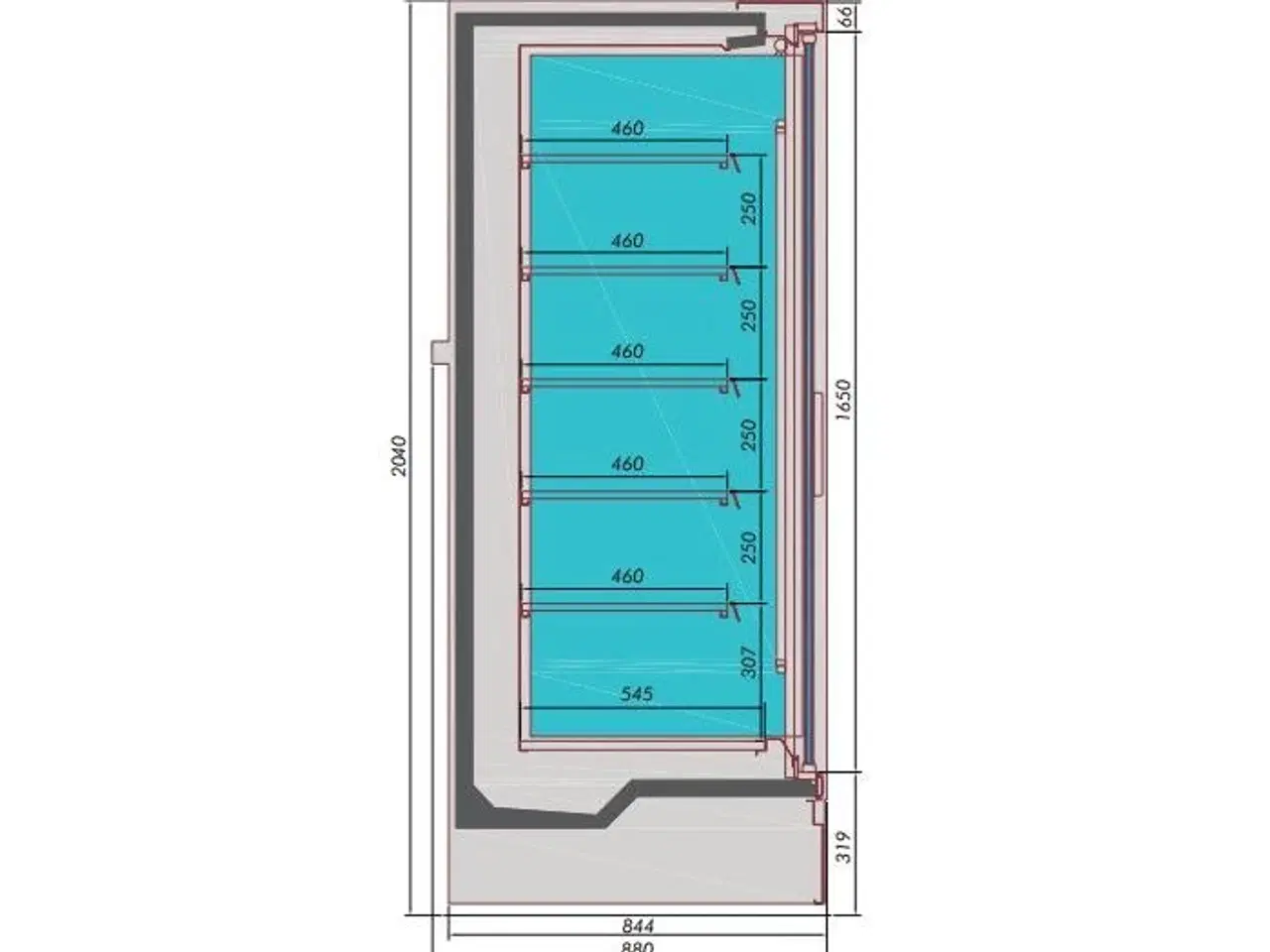 Billede 2 - Professionel vægmonteret køleskab – 0,74 kW