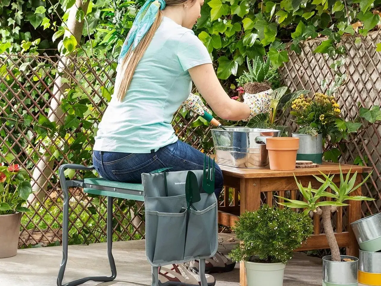 Billede 1 - 3-i-1 foldbart havesæde med værktøjstaske - Situl