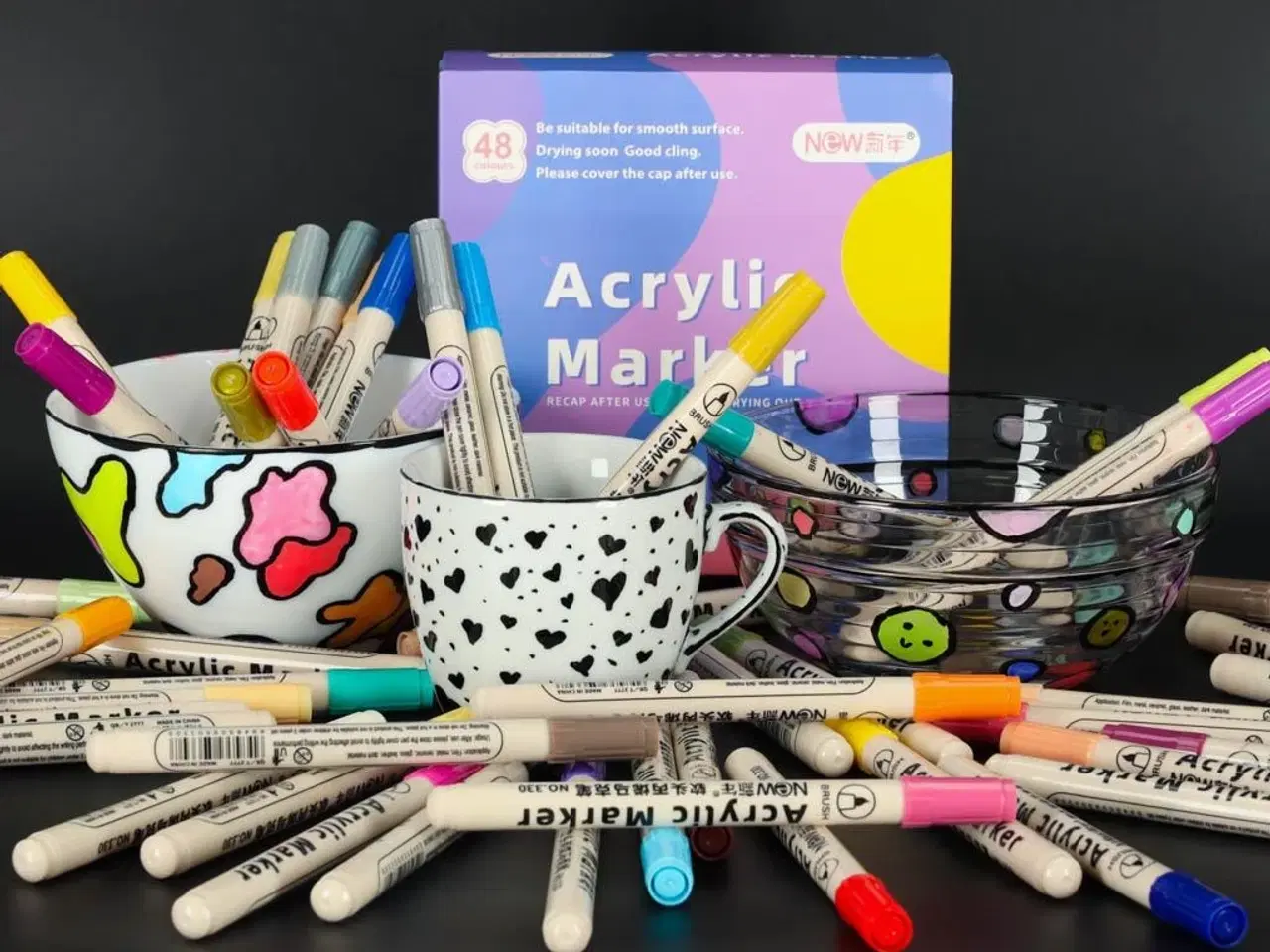 Billede 9 - Akryl tuscher - vandfaste DIY markere, 48 farver