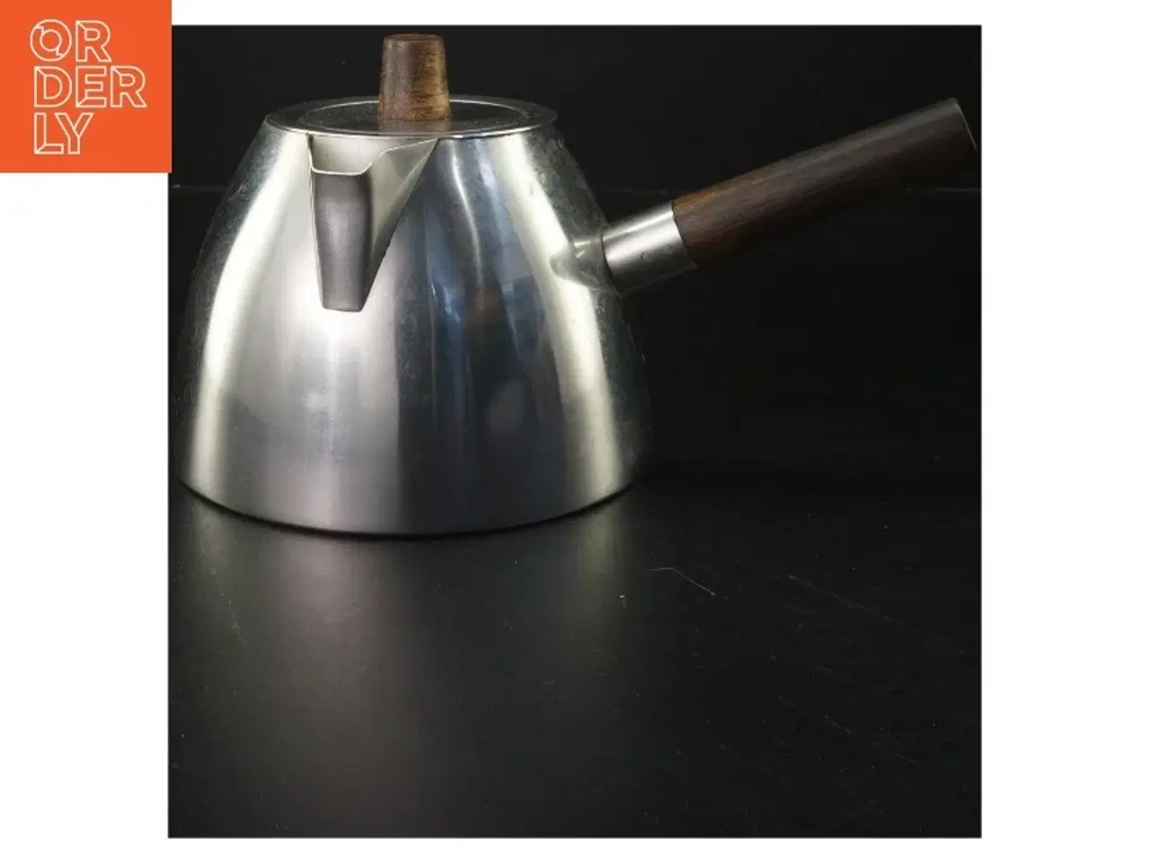 Billede 1 - Tekande i rustfrit stål med træhåndtag og låg (str. 25x14 cm)