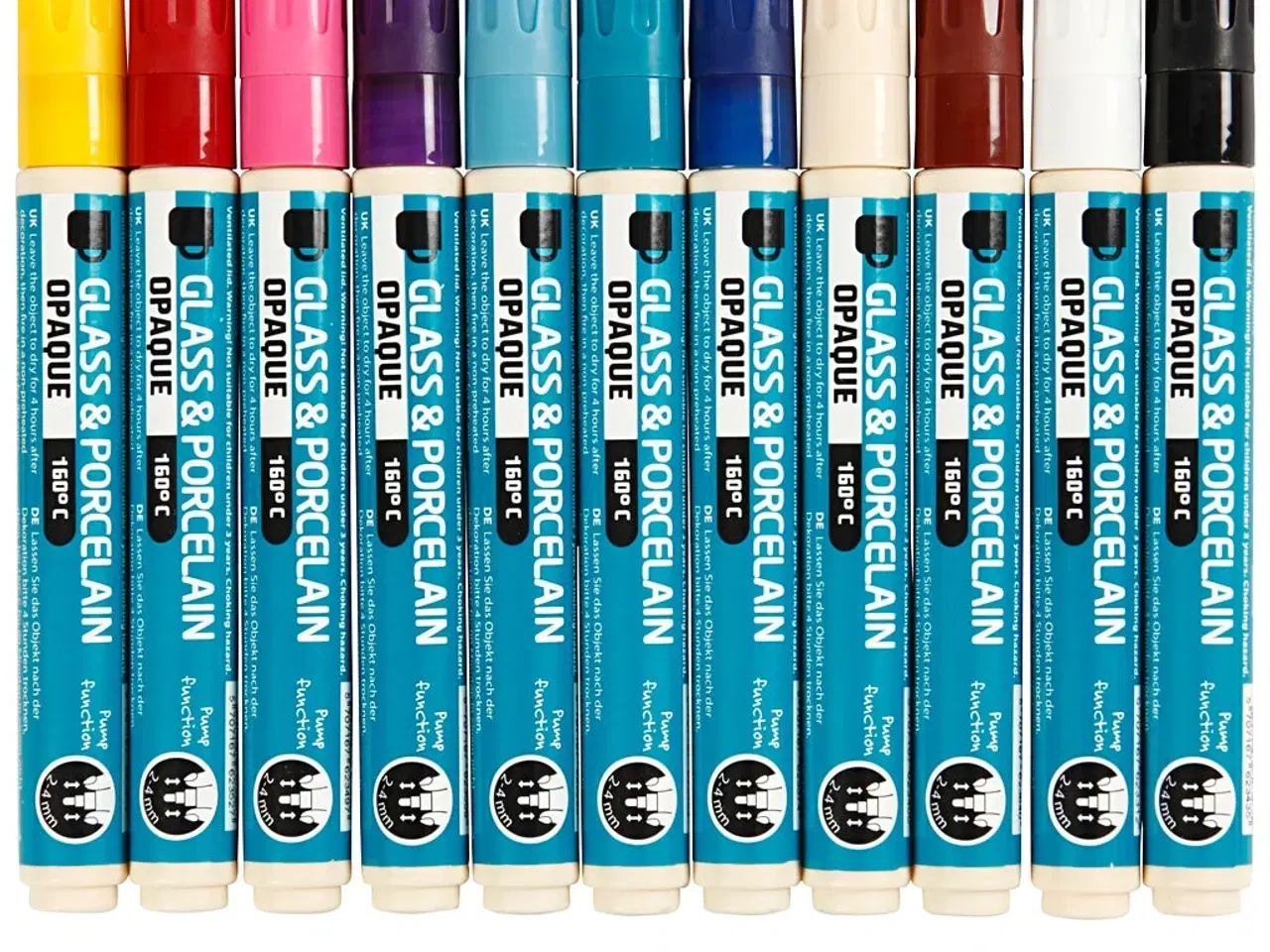 Billede 1 - Glas- og porcelænstusch, 12 stk. - Dækkende farver