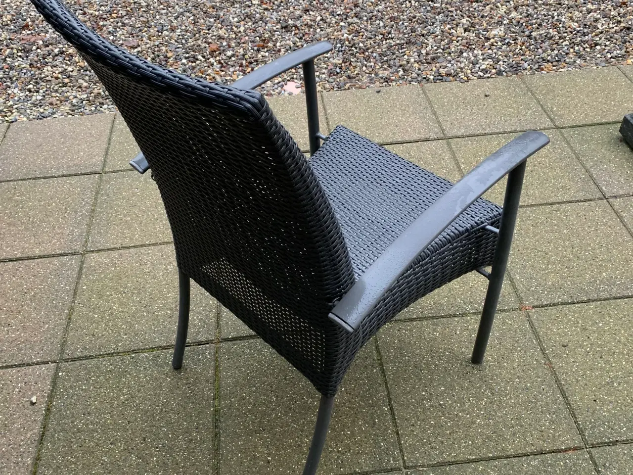 Billede 3 - 4 stk. Grafitgrå aluminium havestole med flet.