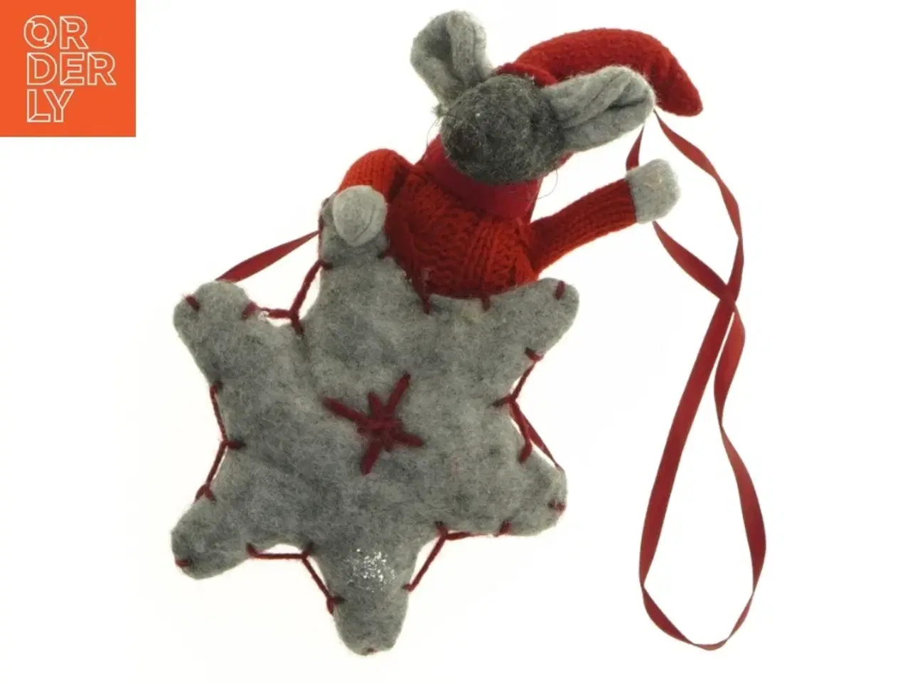 Billede 1 - Filtet juleophæng med julemus (str. 21 x 13,5 cm)