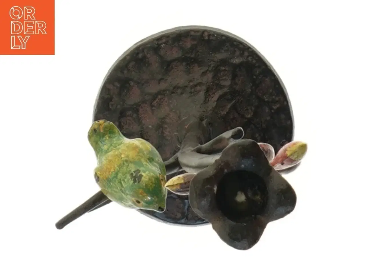 Billede 2 - Dekorativ lysestage med fugl og blade (str. 29,5 cm)