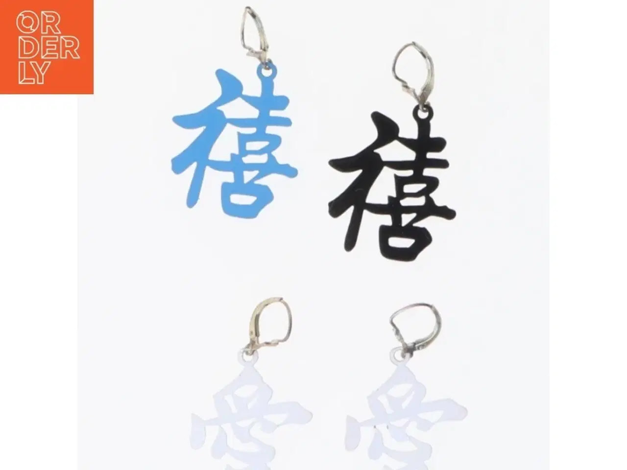 Billede 1 - Kinesiske tegn øreringe (str. 3,5 cm)