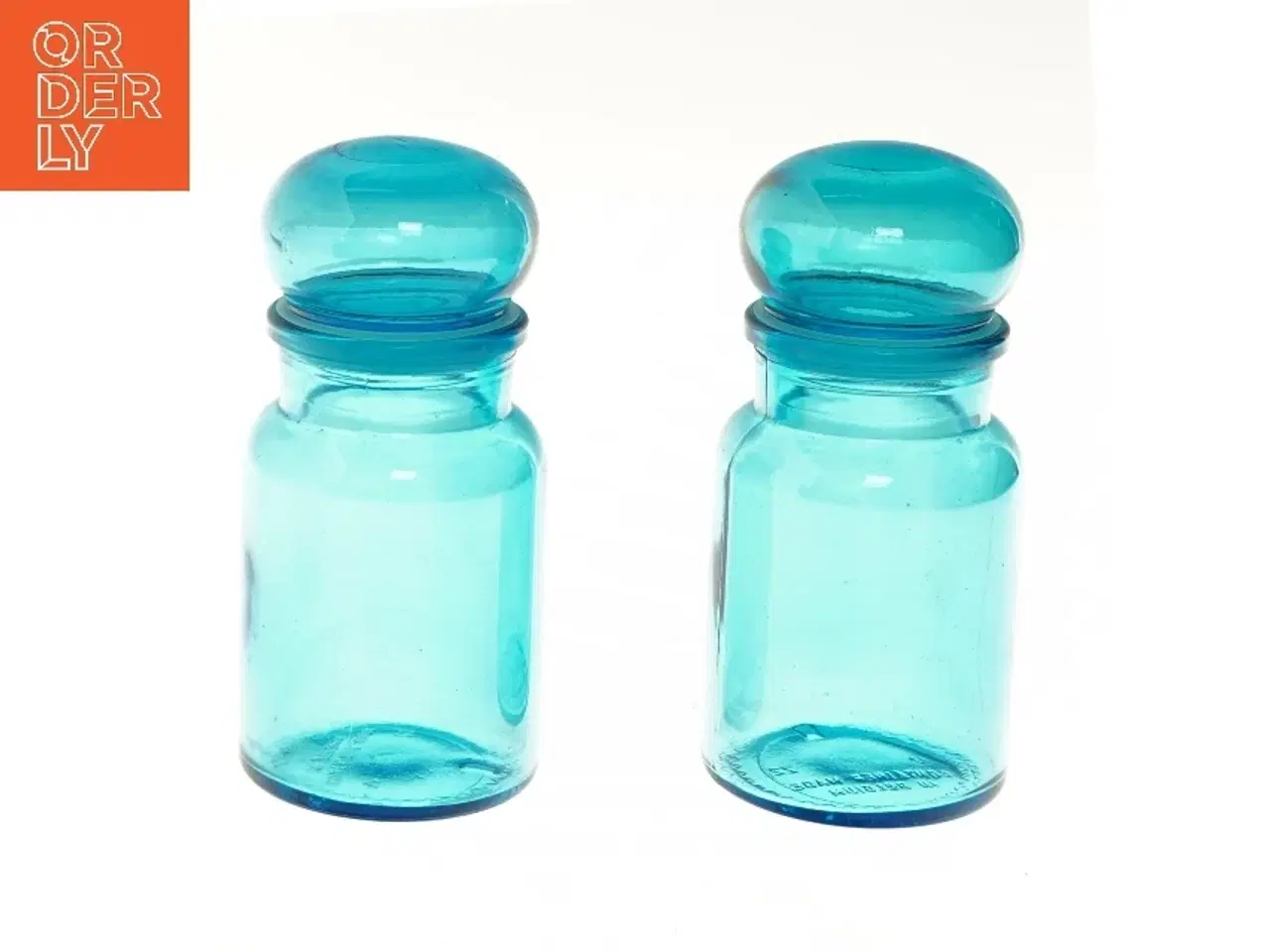 Billede 1 - To turkise apotekerglas med låg