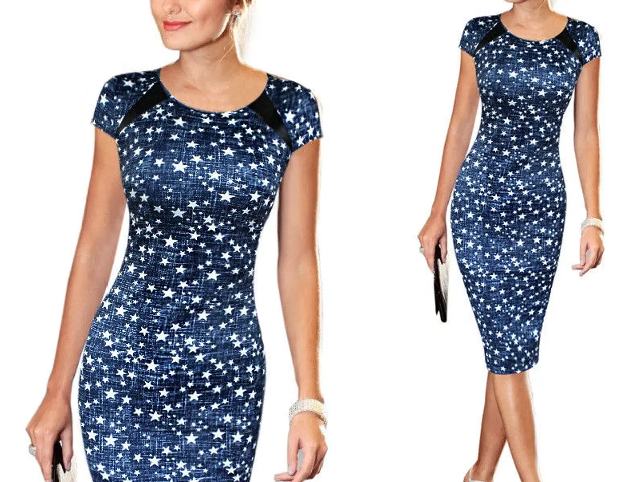 Billede 1 - Bodycoon kjole med smukt stjerneprint: