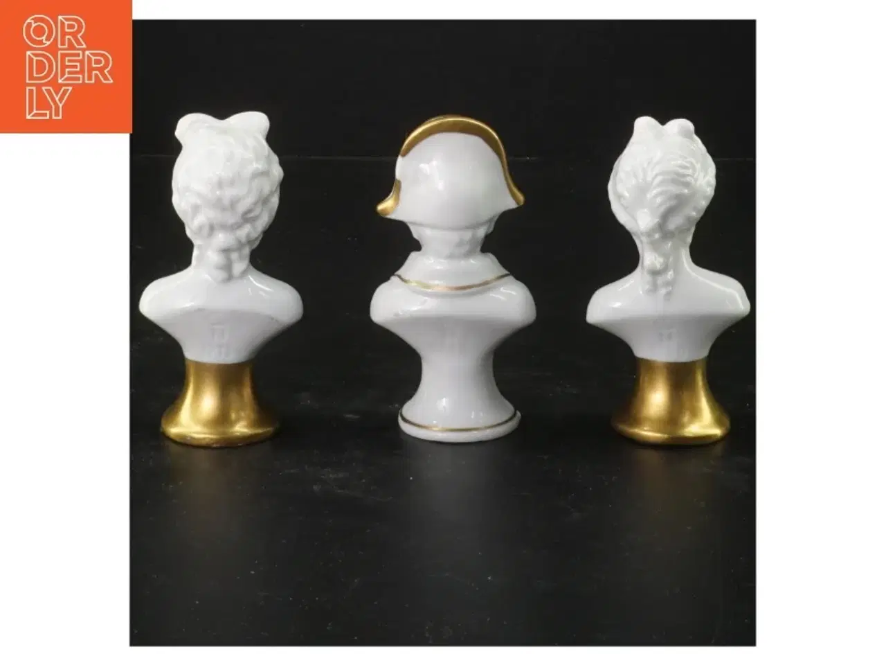Billede 1 - Buste porcelænsfigurer med guldbasis (str. 9,5 cm)
