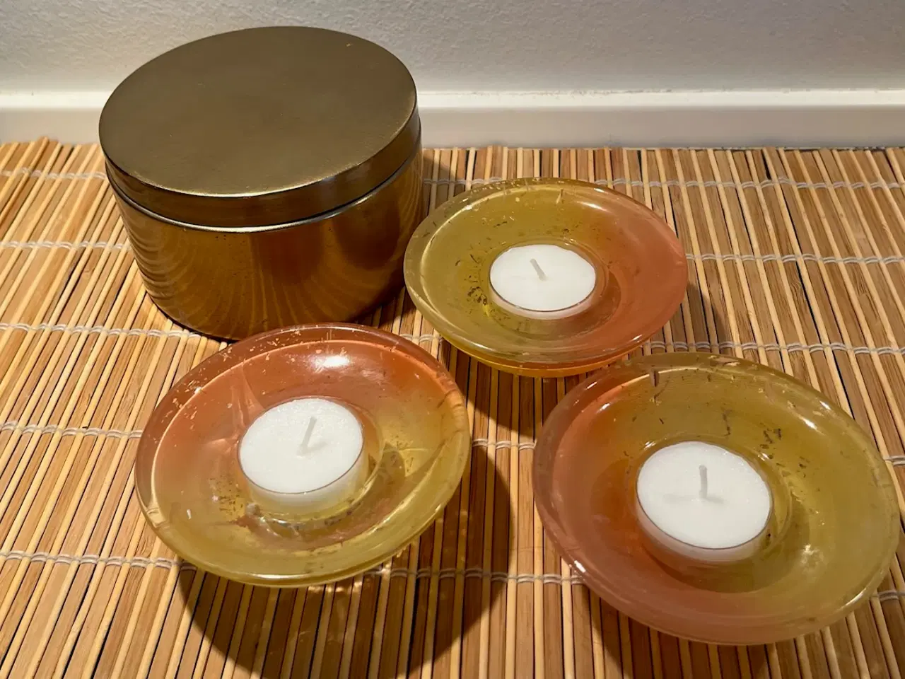 Billede 7 - Vintage - glas fyrfadsstager sæt i krakeleret oran