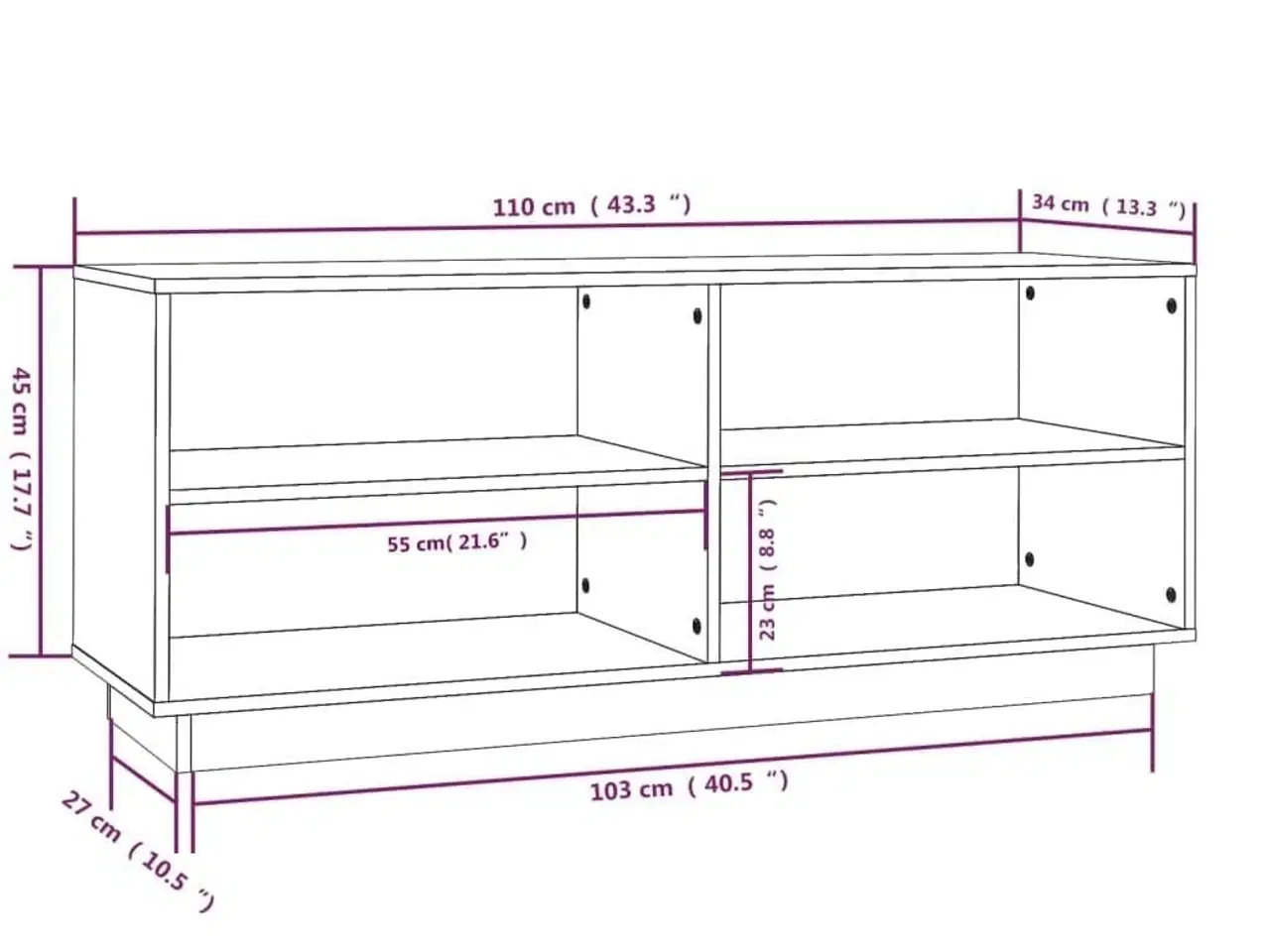 Billede 8 - Skoreol 110x34x45 cm massivt fyrretræ