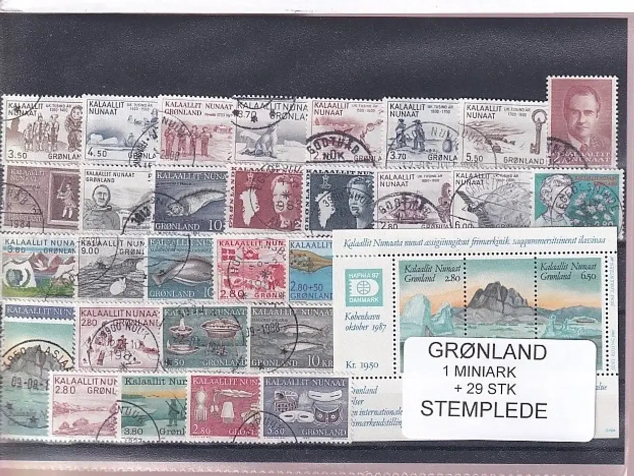 Billede 1 - Grønland - 1 Stk. Miniark + 29 Stk. - Stemplede