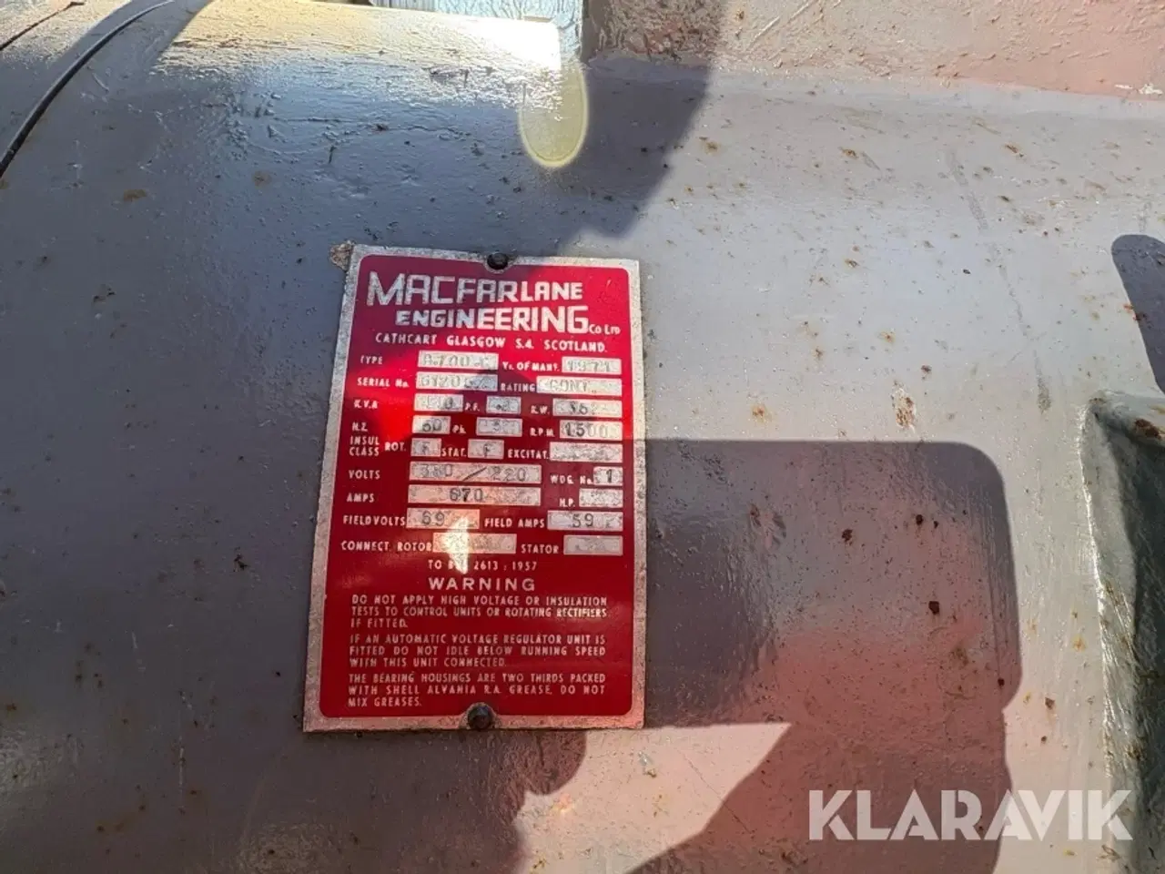 Billede 2 - Nødstrømsgenerator Macfarlane Engineering B700C