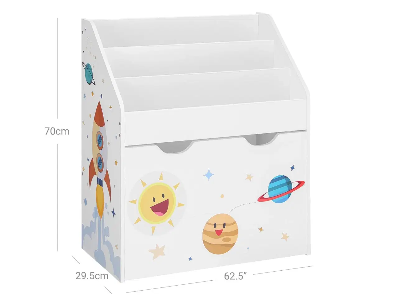 Billede 7 - Børnebogreol med legekasse på hjul 3 hylder, hvid