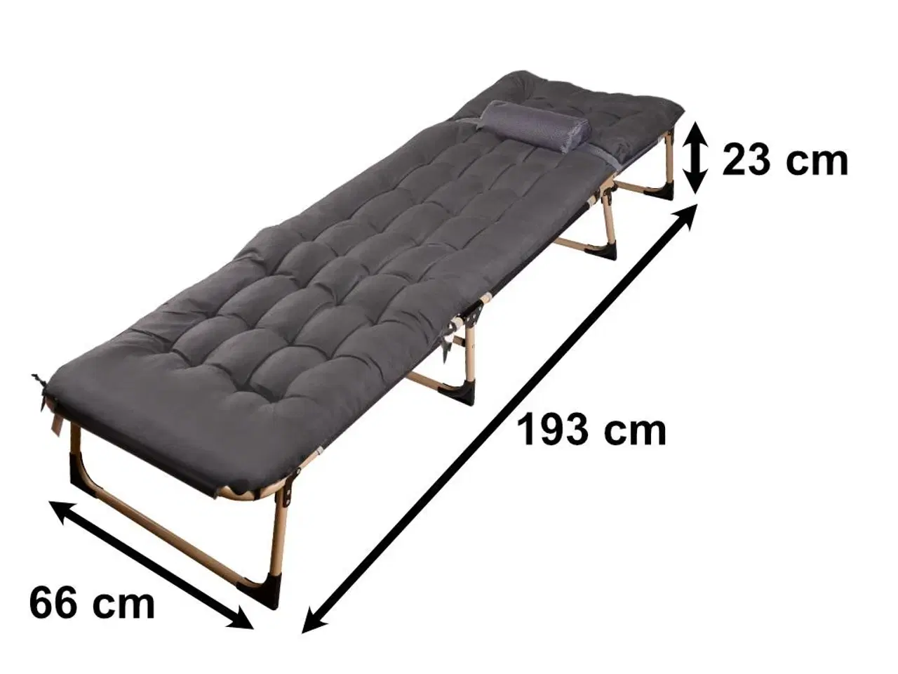 Billede 4 - Sammenklappelig feltseng 193 cm – mørkegrå med puder