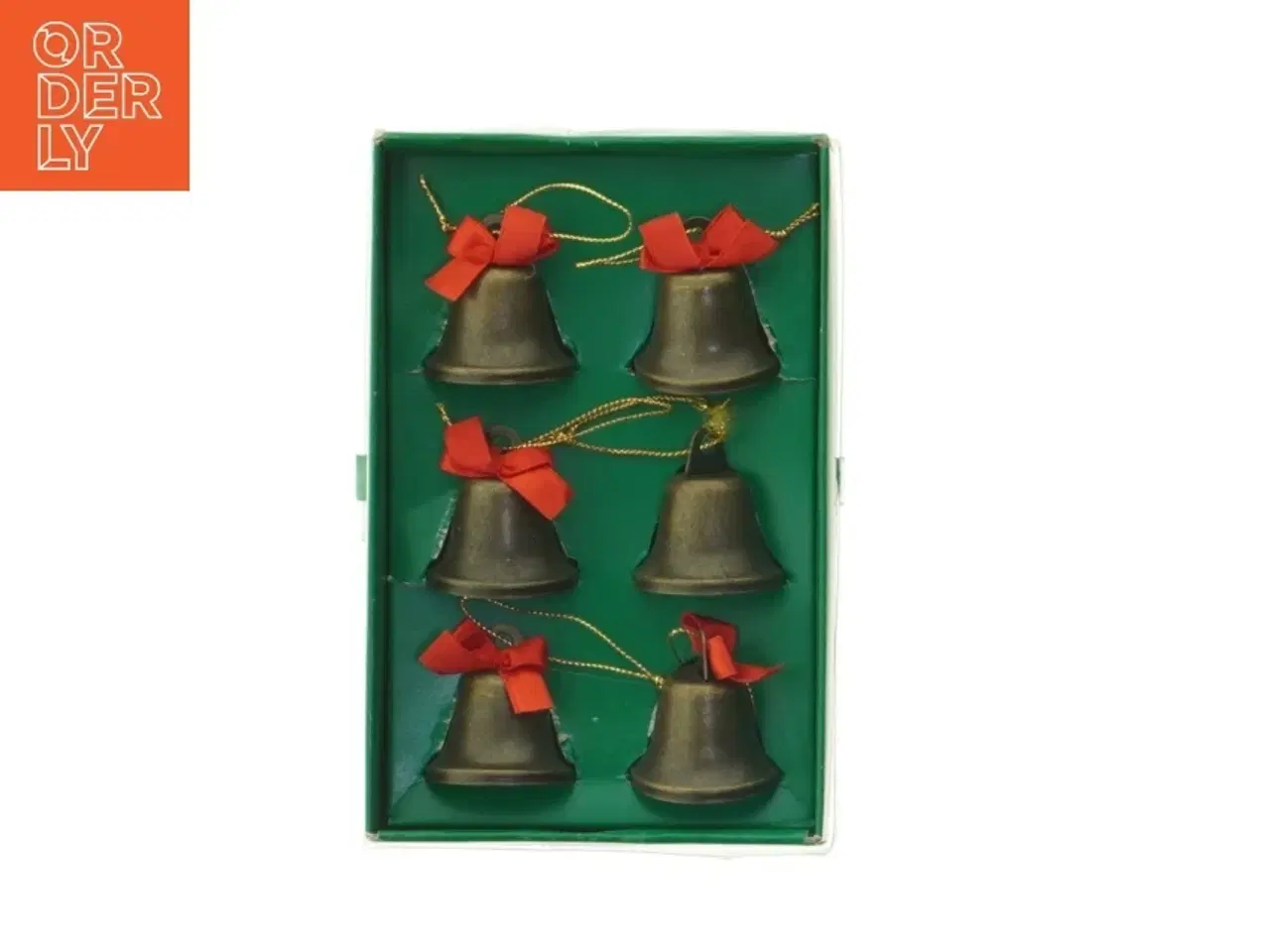 Billede 1 - Juleklokker med røde sløjfer (str. 6 styk)