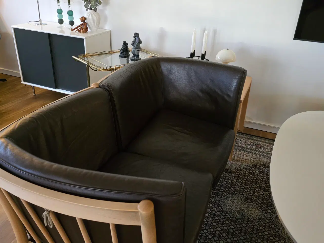 Billede 2 - Mørkebrun læder sofagruppe